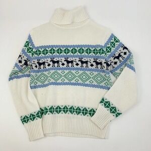 Vintage Touche Fair Isle Ugly Christmas Sweater Turtleneck Acrylic Small Medium